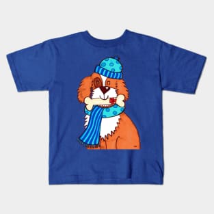 Winter Christmas Dog Kids T-Shirt